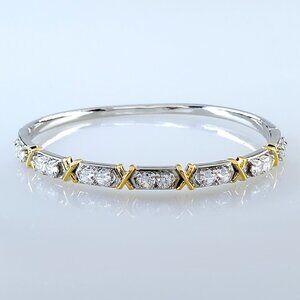 14K Gold Womens 2ct Diamond Two Tone Bangle Bracelet NEW 14 Karat Silver Jewelry
